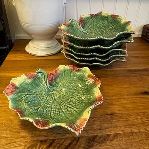 6 Grape Leaf Plates Bordallo Pinheiro